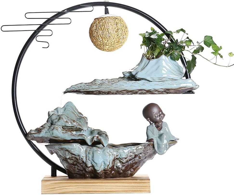 GUERNSEY Tabletop Fountain Creative Ceramic Water Fountain Ornaments Office Aromatherapy Fountain Ornaments Circulating Water Desktop Fountain Indoor Waterfall Feature Indoor Fountain