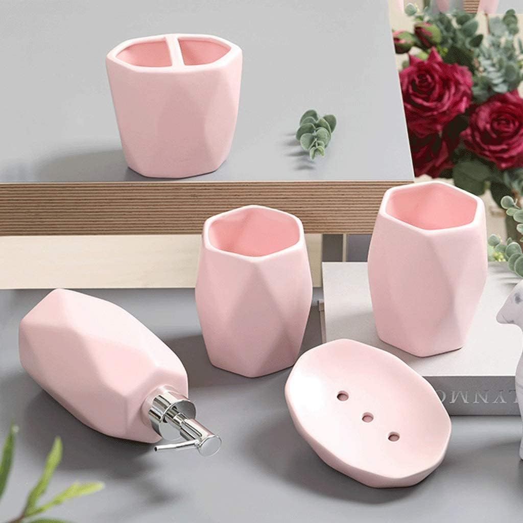 Bathroom Accessory Set Bathroom Accessories Set Ceramic Soap Dispenser Round Bathroom Accessories Set 5 Pieces Toothbrush Holder Mouthwash Cups Soap Dish Bath Accessory Set,Black,6 Pieces