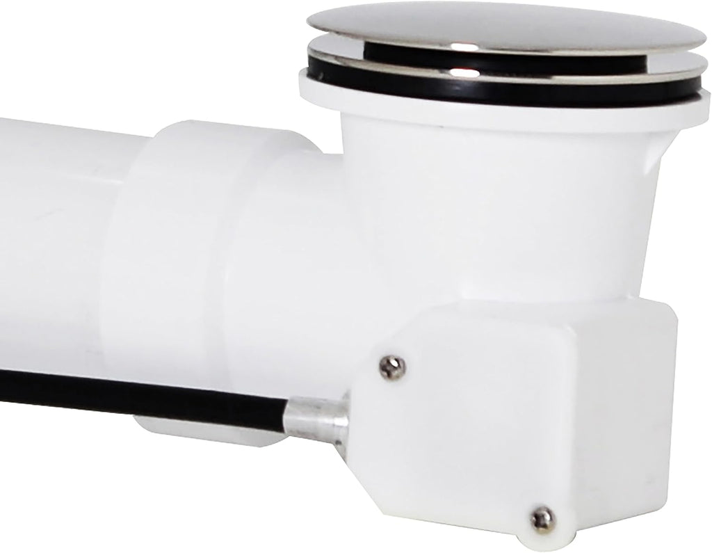 Westbrass D50P35SRE-05 35' Cable Drive Bathtub Drain Trim with Rotary Overflow Cover Knob, Pop-Up Stopper Sch. 40 PVC Fittings, Polished Nickel