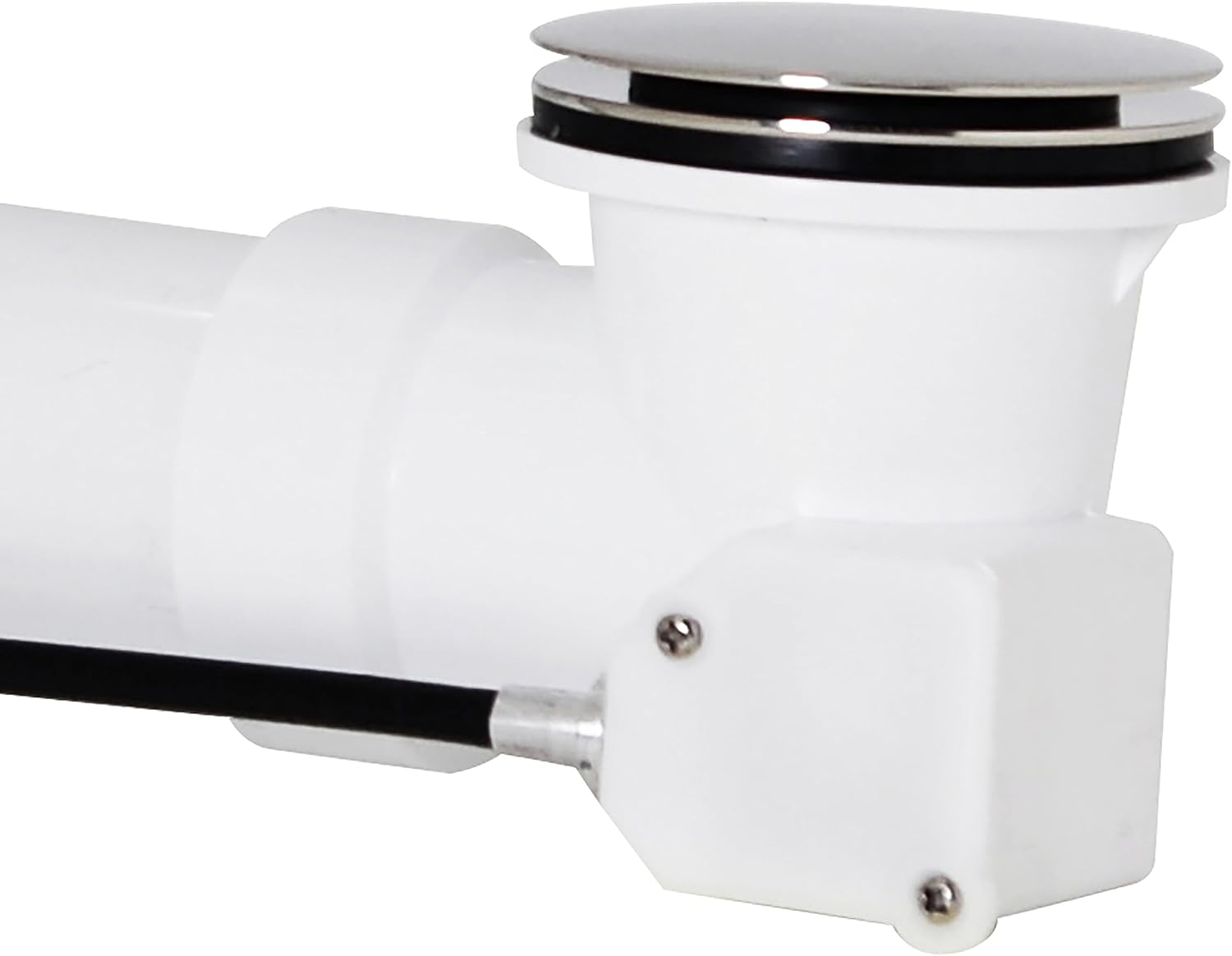 Westbrass D50P35SRE-05 35' Cable Drive Bathtub Drain Trim with Rotary Overflow Cover Knob, Pop-Up Stopper Sch. 40 PVC Fittings, Polished Nickel
