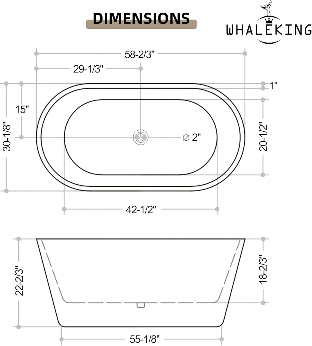 Black 59 inch Acrylic Fluted Style Wave Freestanding Soaking Bathtub, Modern Stand Alone V Shape Standing Tub with Center Drain & Overflow