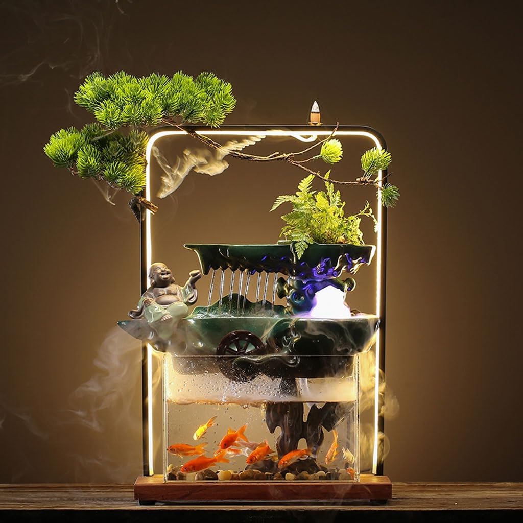GUERNSEY Tabletop Fountain Indoor Rockery Fountain Decoration Home Living Room Fountain Decoration Office Circulating Water Fountain Decoration Indoor Waterfall Feature Indoor Fountain