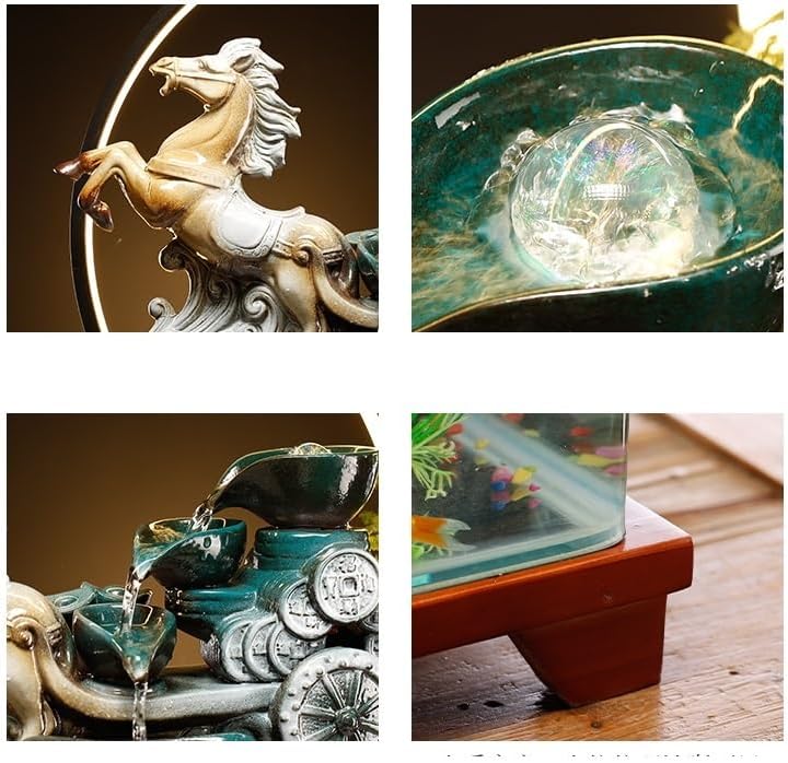 GUERNSEY Tabletop Fountain Tabletop Fountain Chinese Style Flowing Water Ornaments Landscape Fish Tank Living Room Small Fountain Waterfall Office Creative Decoration Indoor Fountain