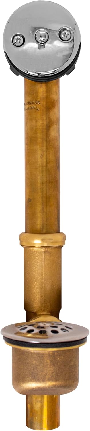 Westbrass A323-26 14' Bath Waste & Overflow Assembly with Trip Lever and Beehive Strainer Grid Drain, Polished Chrome