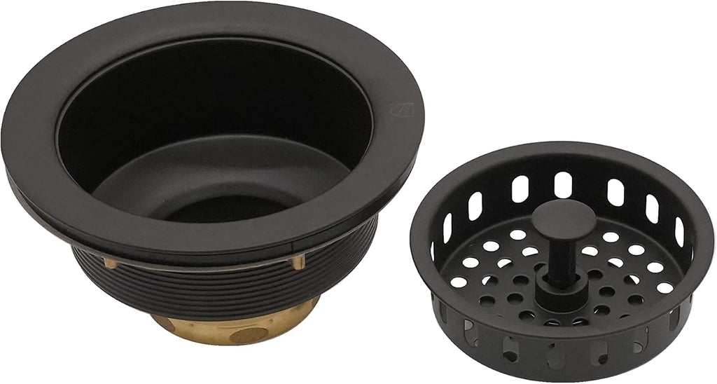 Westbrass CO2165S-12 COMBO PACK 3-1/2' Post Style Large Kitchen Sink Basket Strainer and Waste Disposal Drain Flange with Basket Strainer, Oil Rubbed Bronze