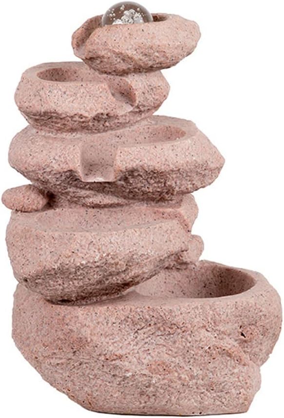 Tabletop Indoor Water Fountain Indoor Water Fountain Waterfall, Meditation Tabletop Fountain with LED Lights & Crystal Ball for Home Office Bedroom Natural Waterfall for Home Décor(B)
