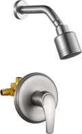 Wall Mounted Shower Faucet Set, Shower Fixtures Shower Mixer, Single Function Shower Trim Kit Pressure Balancing Shower System with Single Spray Detachable Clean Shower Head,Brushed
