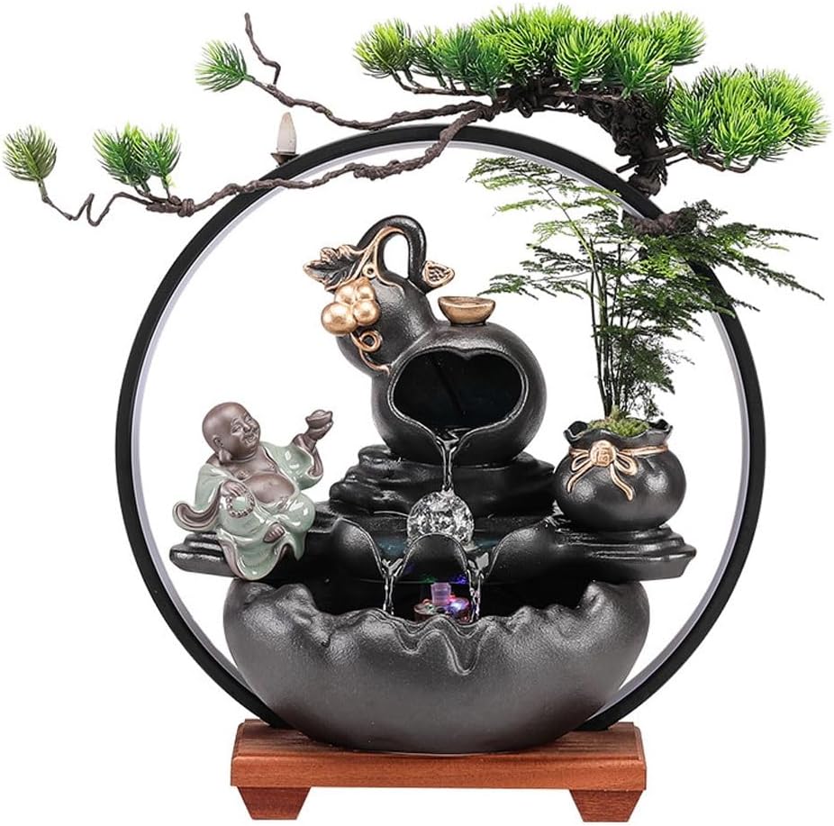 GUERNSEY Tabletop Fountain Creative Water Ornaments Tea Room Desktop Small Fish Tank Office Circulating Water Desktop Fountain Decorations Indoor Fountain