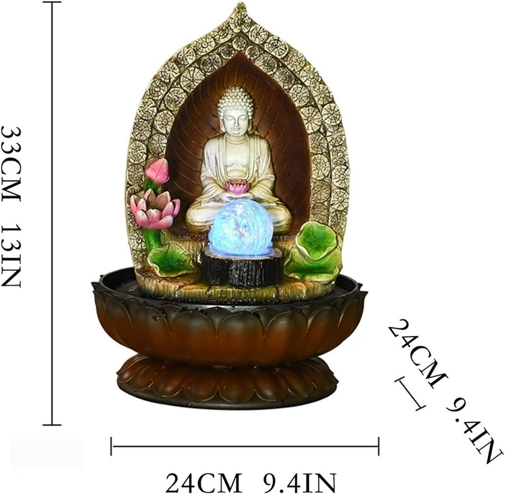 HIHELO Desktop Fountain Table Top Decoration Running Water Fountain Buddha Statue Waterscape Decoration Tabletop Fountain with Feng Shui Ball Water Fountain Outdoor