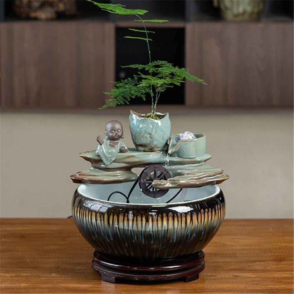 Tabletop Fountain Ceramic Water Feature Indoor Tabletop Desktop Home Decoration Suitable for Keeping Fish Decor