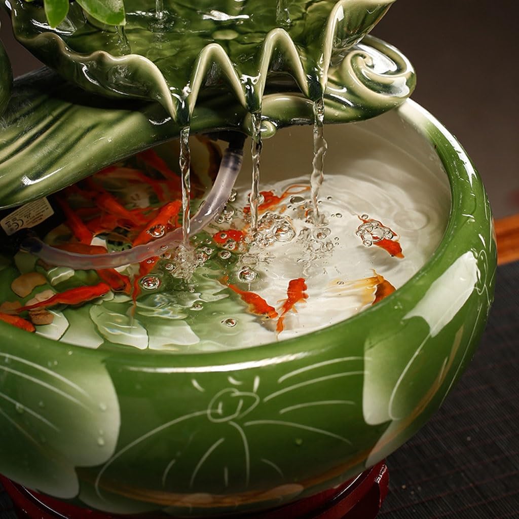 GUERNSEY Tabletop Fountain Circulating Water Ceramic Fish Tank Ornaments Home Living Room Decoration Desktop Fountain Desk Fountain Ornaments Indoor Waterfall Feature Indoor Fountain