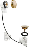 Westbrass D50P45-01 45' Cable Drive Standard Bath Drain Trim Kit with Rotary Overflow Cover Knob, Pop-Up Stopper and SCH. 40 PVC Fittings, Polished Brass
