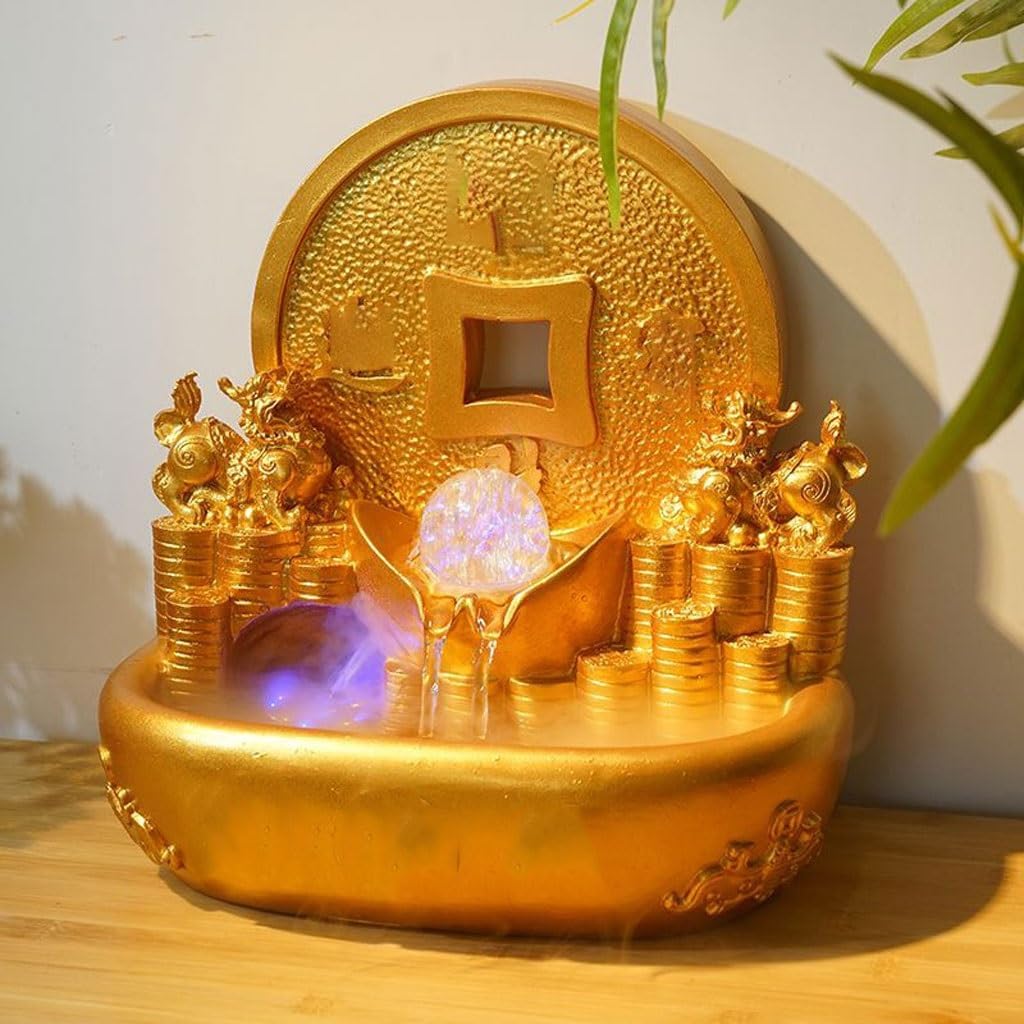 GUERNSEY Tabletop Fountain Flowing Water Ornaments Water Wheel Fountain Desktop Decoration Living Room Circulating Water Office Accessories Indoor Fountain