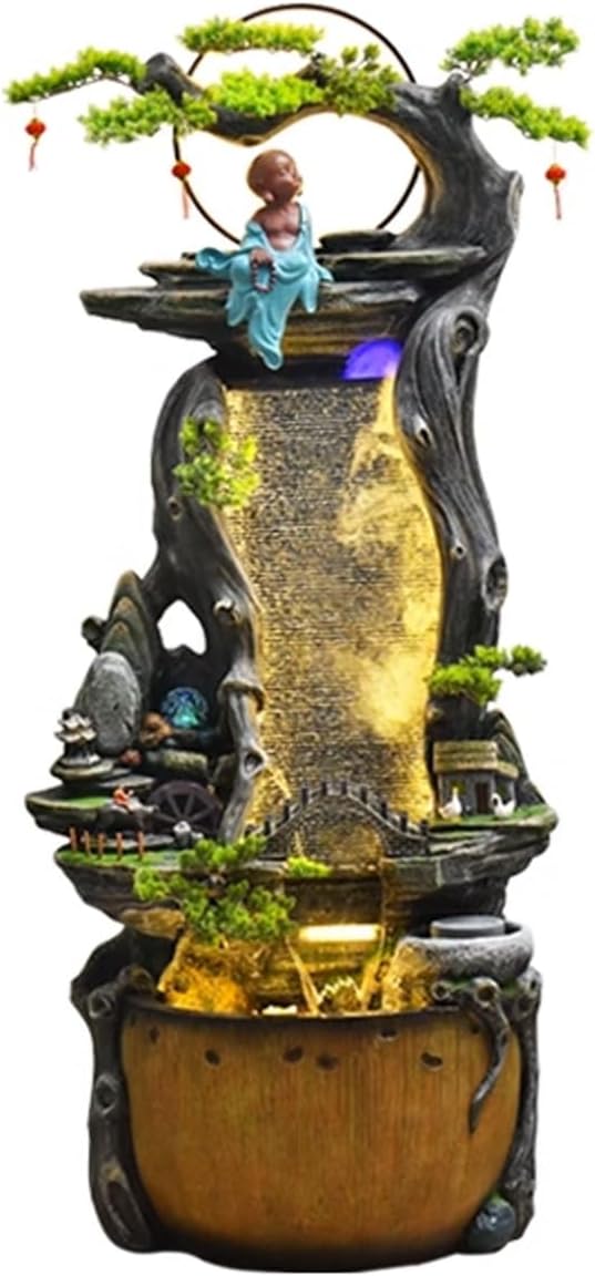 Tabletop Fountain Flowing Water Decorations Circular Floor Ceiling Living Room Office Rockery Housewarming Gift Decorations Pastoral Scenery Floor Ceiling Decorations Tabletop Water Fountain