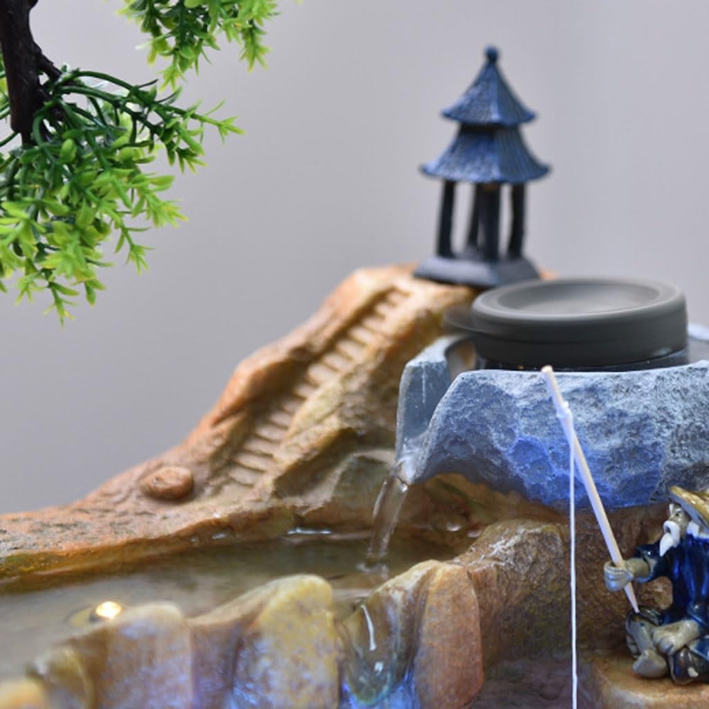 GUERNSEY Tabletop Fountain Mountain Water Fountain Ornaments Water Wheel Indoor Living Room Desktop Office Landscape Decorations Indoor Fountain