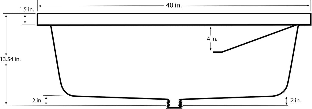 RecPro Bathtub | Durable Replacement 40' x 24' | Camper Trailer RV Tub | Alpha | Tub | Parchment or White (White - with Drain Stopper)