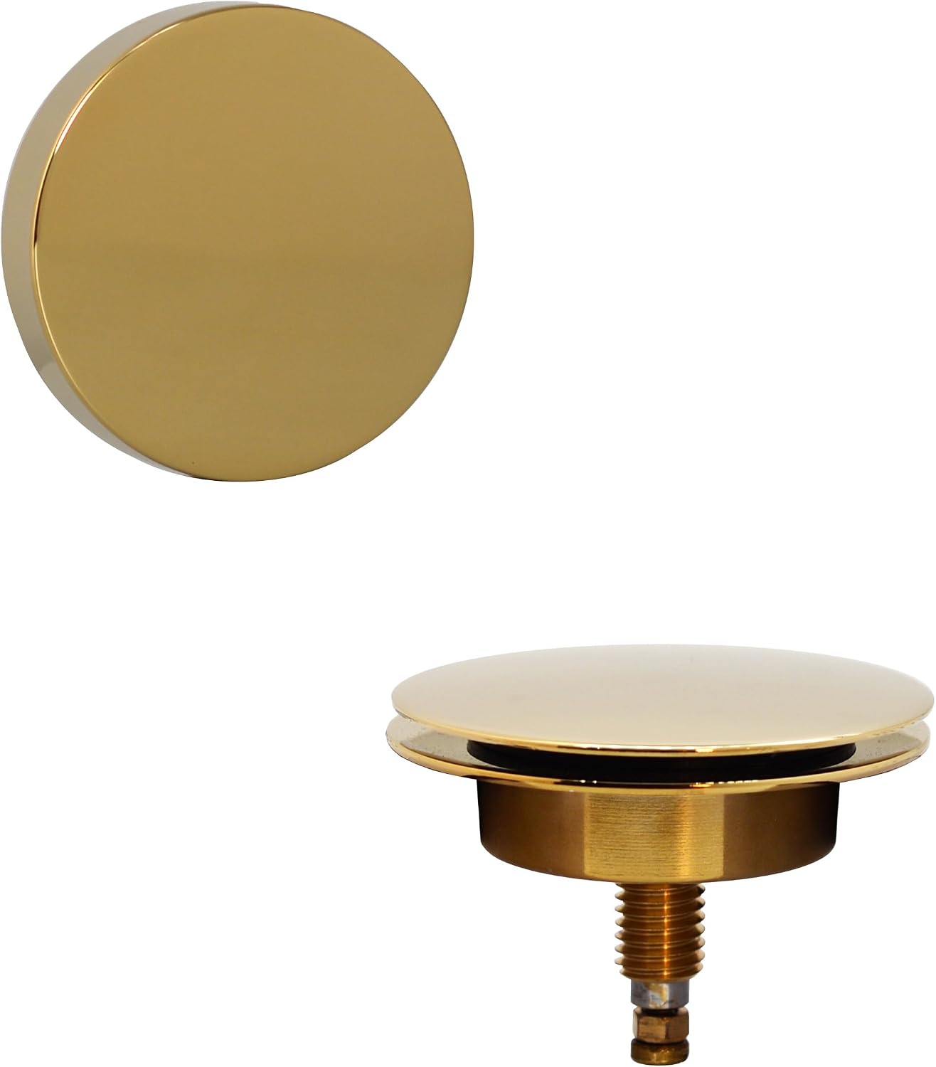 Westbrass D50P35SRE-01 35' Cable Drive Bathtub Drain Trim with Rotary Overflow Cover Knob, Pop-Up Stopper Sch. 40 PVC Fittings, Polished Brass