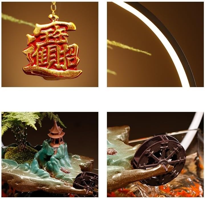 Tabletop Water Fountain Tabletop Fountain Fish Tank Flowing Water Ornaments Circulating Water Fountain Landscape Home Living Room Office Desktop Decoration Indoor Fountain(A)