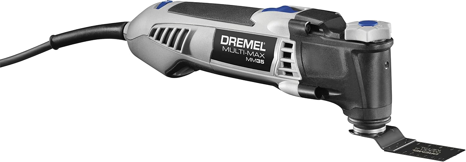 Dremel Multi-Max 3.5 Amp Oscillating Tool Kit with Tool-LESS Accessory Change- Multitool with 12 Accessories- Compact Head & Angled Body- Drywall, Nails, Remove Grout & Sanding- MM35-01