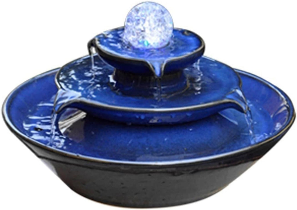 HIHELO Tabletop Fountain Creative Fountain Flowing Water Desktop Decoration Living Room Ceramics Home Office Feng Shui Wheel Ball Decorations Indoor Fountain (Color : Brass)