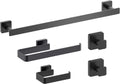 Kibi Blaze 5-Piece Bathroom Hardware Set – Includes 19 -Inch Hand Towel Bar and Holder, Toilet Paper Holder, Robe Hook – Wall Mounted, Solid Brass, Modern Bath Accessories (Matte Black, KBA16-5-1)