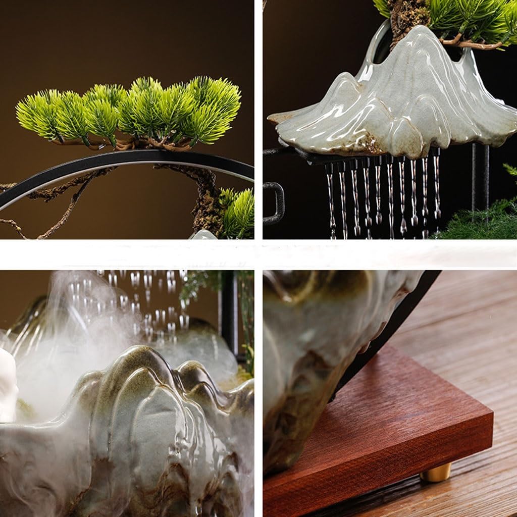 GUERNSEY Tabletop Fountain Chinese Style Circulating Water Fountain Living Room Office Desktop Home Decoration Study Desktop Fountain Indoor Fountain