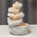 Tabletop Water Fountain Indoor Tabletop Fountain with LED Lights, Decorative Tiered Rock and Waterfall Design, Quiet and Soothing Water Sound, Small 13.7 Inch Desktop Size Water Fountain Office Relaxa