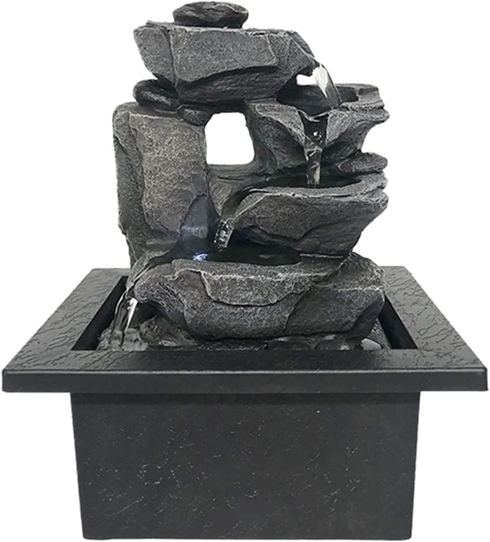 Tabletop Fountain Tabletop Fountain with LED Lights - Indoor Decoration Portable Tabletop Decorative Soothing Relaxation Zen Meditation Waterfall Fountains Desktop Fountains (Color : 1)