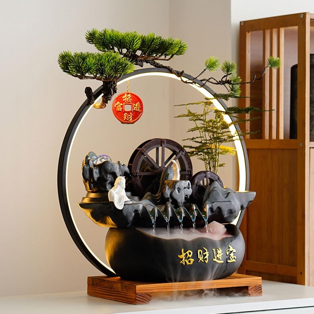GUERNSEY Tabletop Fountain Indoor Desktop Fountain Office Circulating Water Ornaments Store Opening Desktop Decoration Ornaments Indoor Fountain