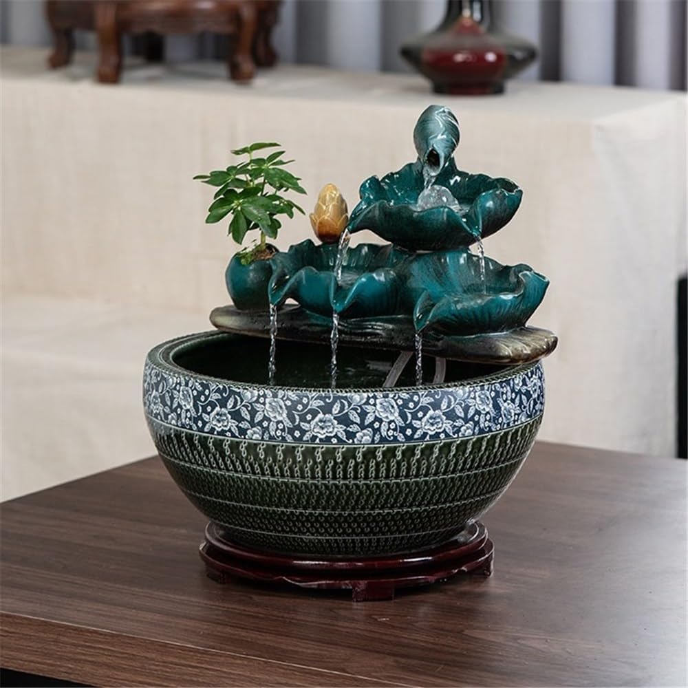 Tabletop Tabletop Fountain Waterfall, Indoor Water Feature Desktop Simulation Scenery Decoration Decor(Large)
