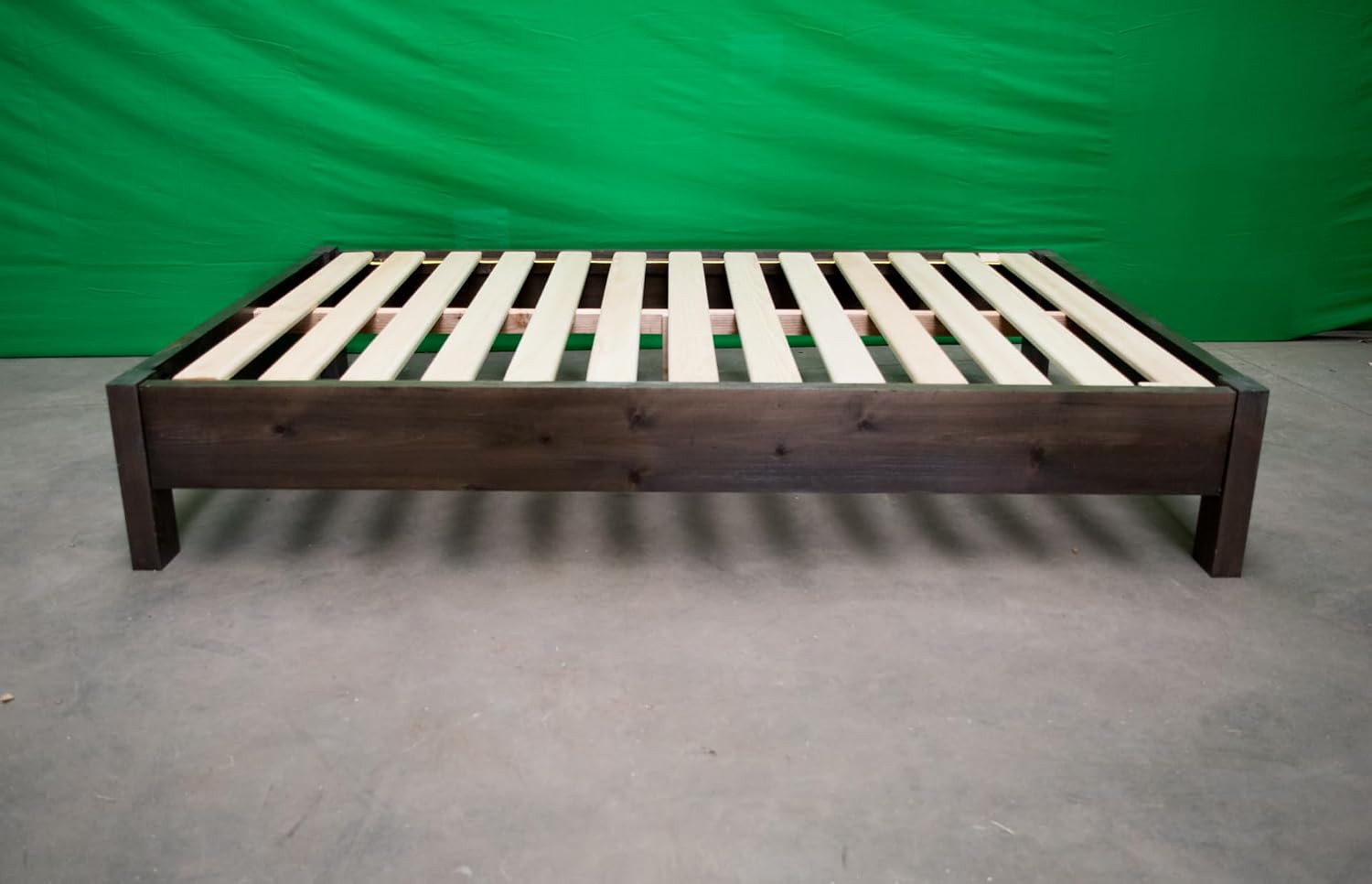 Farmhouse Wood Platform Bed Frame, Twin XL Size - Rustic & Modern Style, Brown Finish, Solid Pine, No Box Spring Needed, Amish Made in USA