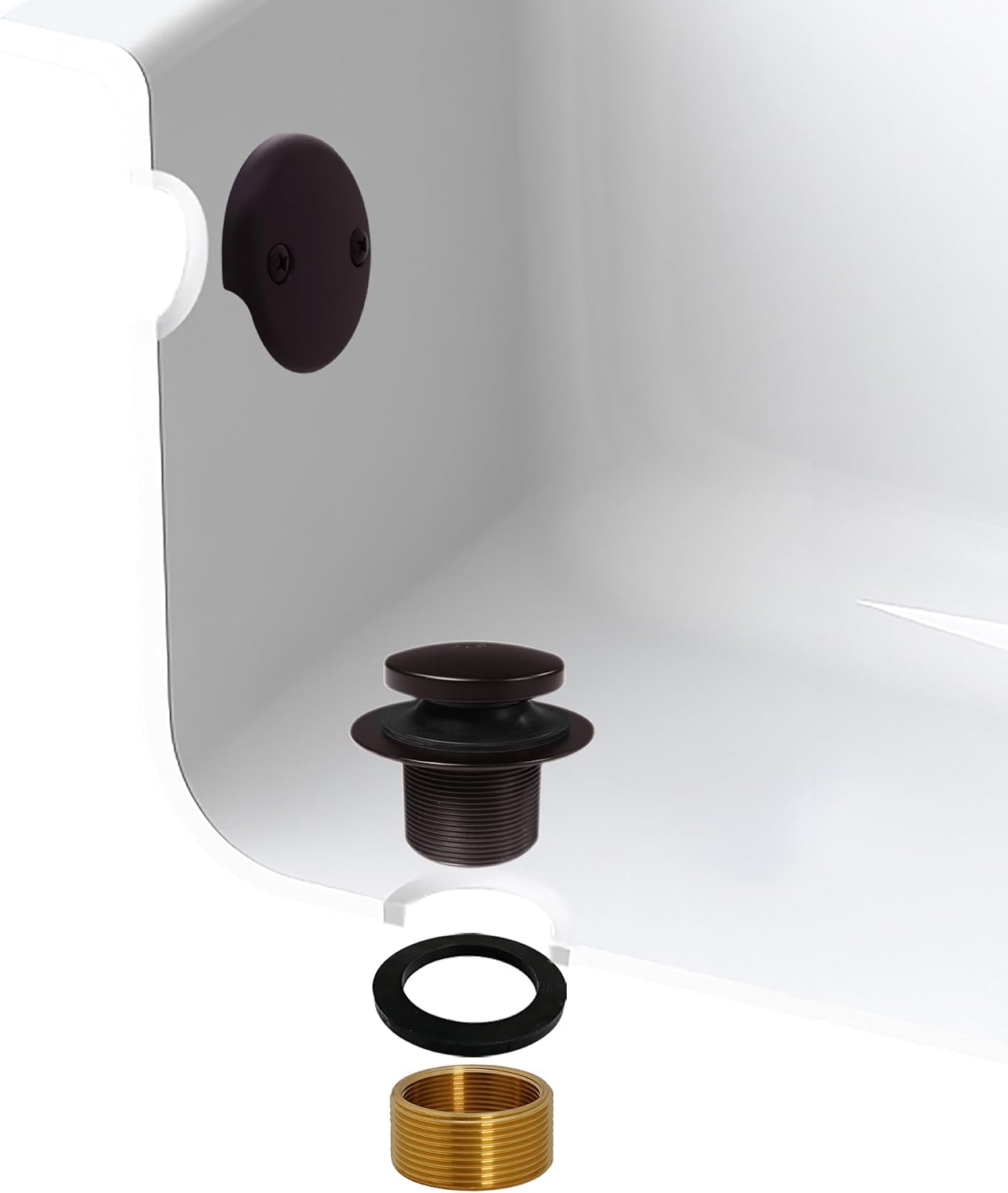 Westbrass D93K-50-12 Universal Fine or Coarse Thread Replacement Bathtub Tip-Toe Drain Plug with 2-Hole Faceplate, 50-Pack, Oil Rubbed Bronze, 50 Count