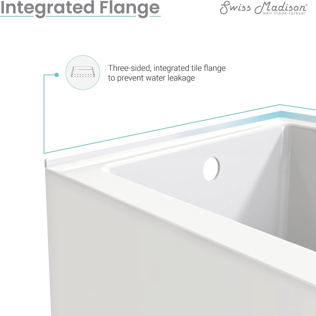 Voltaire 54 x 30 Skirted Right Drain Soaking Alcove Bathtub in Glossy White