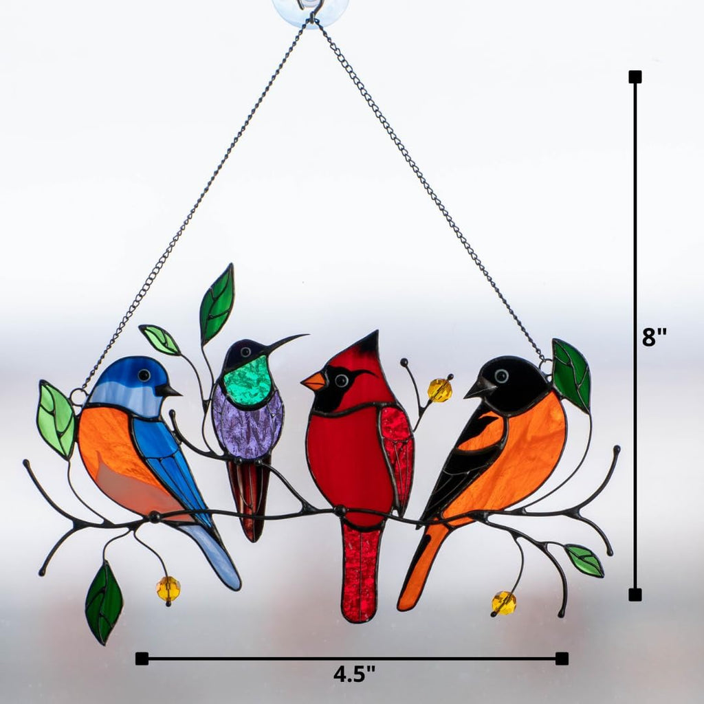 Birds Stained Glass Window Hangings Stained Glass Cardinal Suncatcher Hummingbird Gift Bluebird Art
