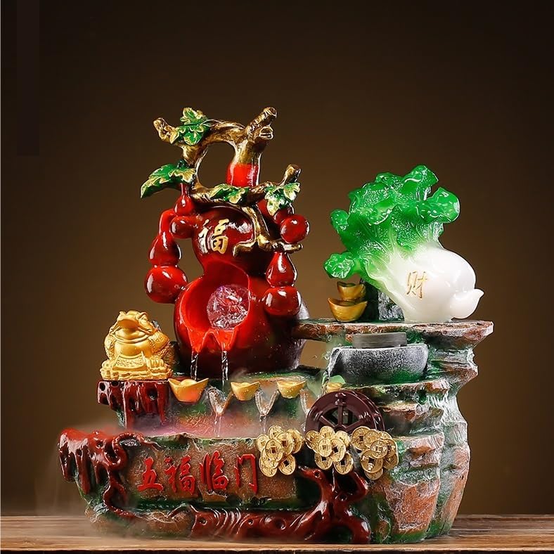 GUERNSEY Tabletop Fountain Tabletop Fountain Flowing Water Ornaments Flowing Water Cabbage Gourd Tabletop Fountain Indoor Fountain
