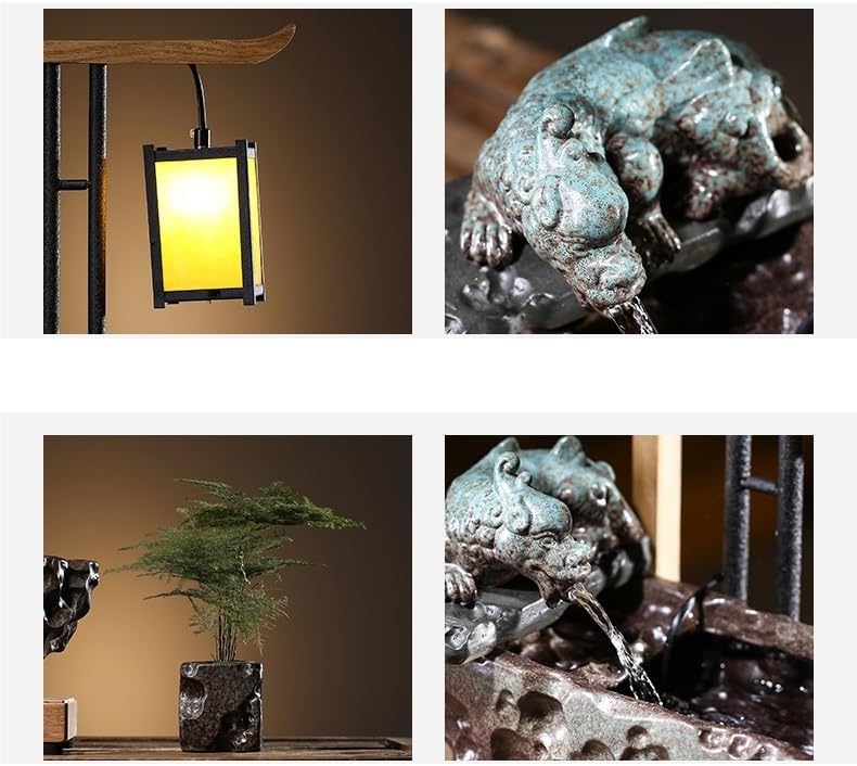 GUERNSEY Tabletop Fountain Tabletop Fountain Feng Shui Ceramic Water Fountain Ornaments Living Room Desktop Home Decorations Creative Zen Water Flowing Device Indoor Fountain