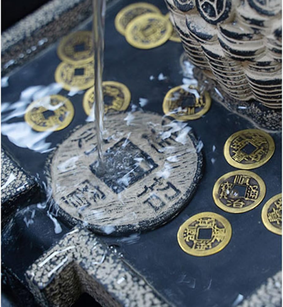 GRFIT Indoor Fountain Tabletop Relaxation Fountain with Golden Toad Table Fountain