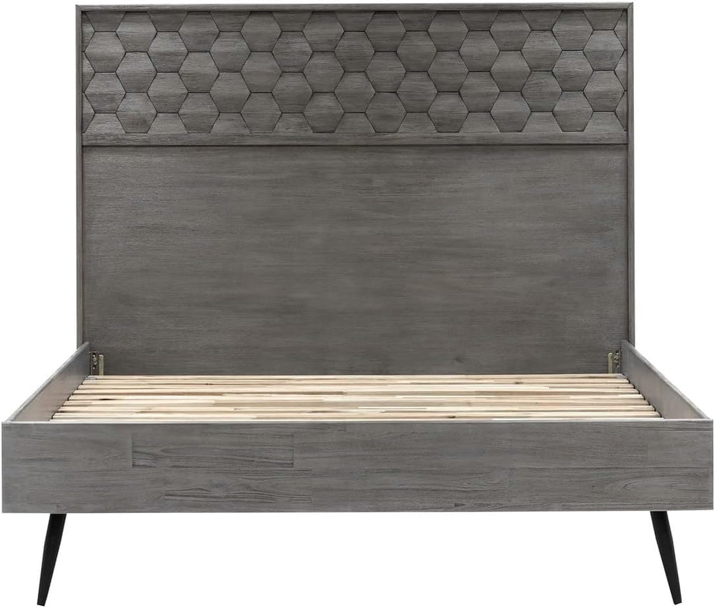 Armen Living Makena 3 Piece Queen Bedroom Set in Grey Acacia Wood