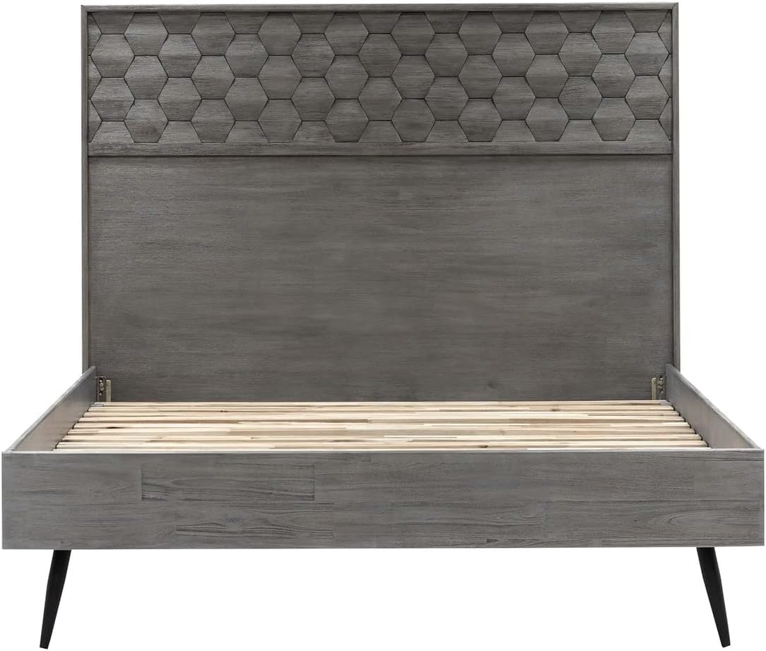 Armen Living Makena 3 Piece Queen Bedroom Set in Grey Acacia Wood