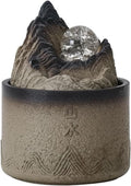 Indoor Fountain Ceramic Ornaments for Home, Office, Wigwam, Flowing Water Cycle, Small Desktop Fountain, Water Features Attracting Wealth Table Fountain(Brown)