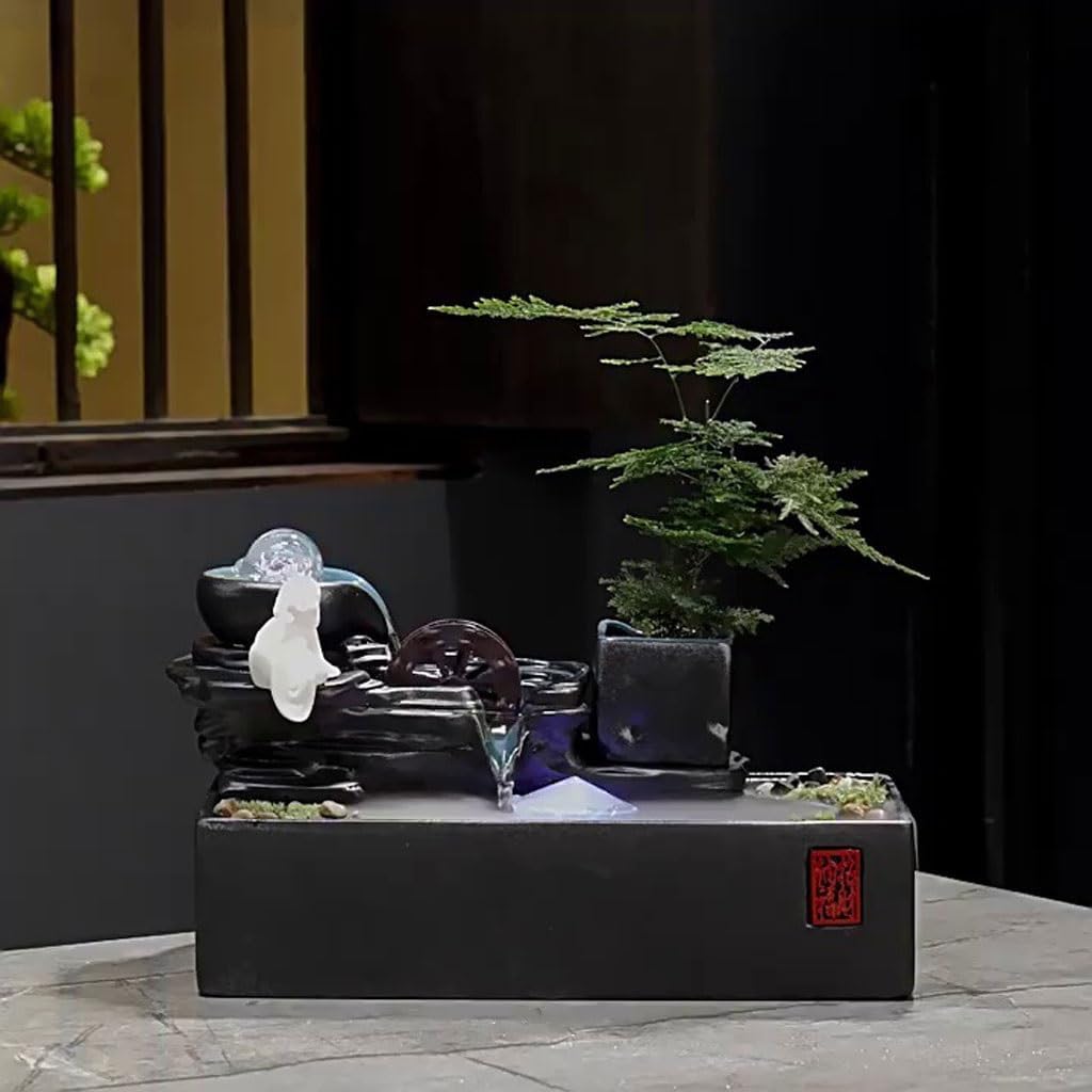 GUERNSEY Tabletop Fountain Tabletop Fountains Circulating Water Ornaments Office Desktop Fountain Desk Decoration Ornaments Indoor Waterfall Feature Indoor Fountain