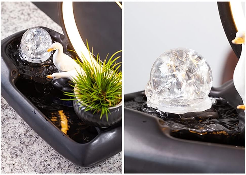 HIHELO Tabletop Fountain Tabletop Fountain Creative Living Room Ceramic Flowing Water Ornament Office Desktop Circulating Water Fountain Waterscape Indoor Fountain (Color : C)