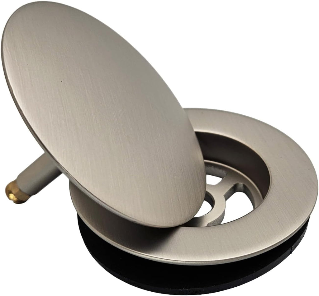 Westbrass D50P35SRE-07 35' Cable Drive Bathtub Drain Trim with Rotary Overflow Cover Knob, Pop-Up Stopper Sch. 40 PVC Fittings, Satin Nickel
