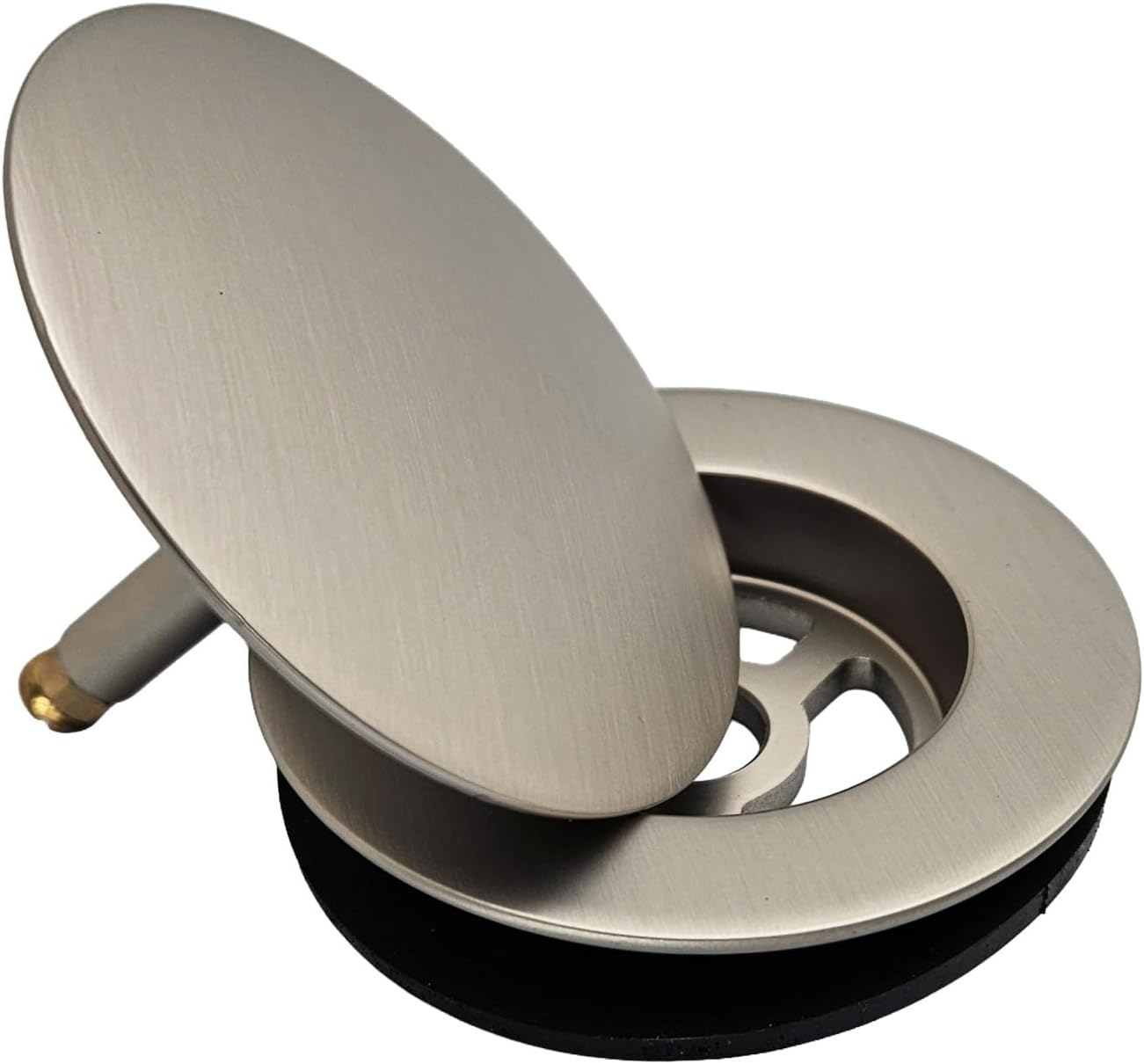 Westbrass D50P35SRE-07 35' Cable Drive Bathtub Drain Trim with Rotary Overflow Cover Knob, Pop-Up Stopper Sch. 40 PVC Fittings, Satin Nickel