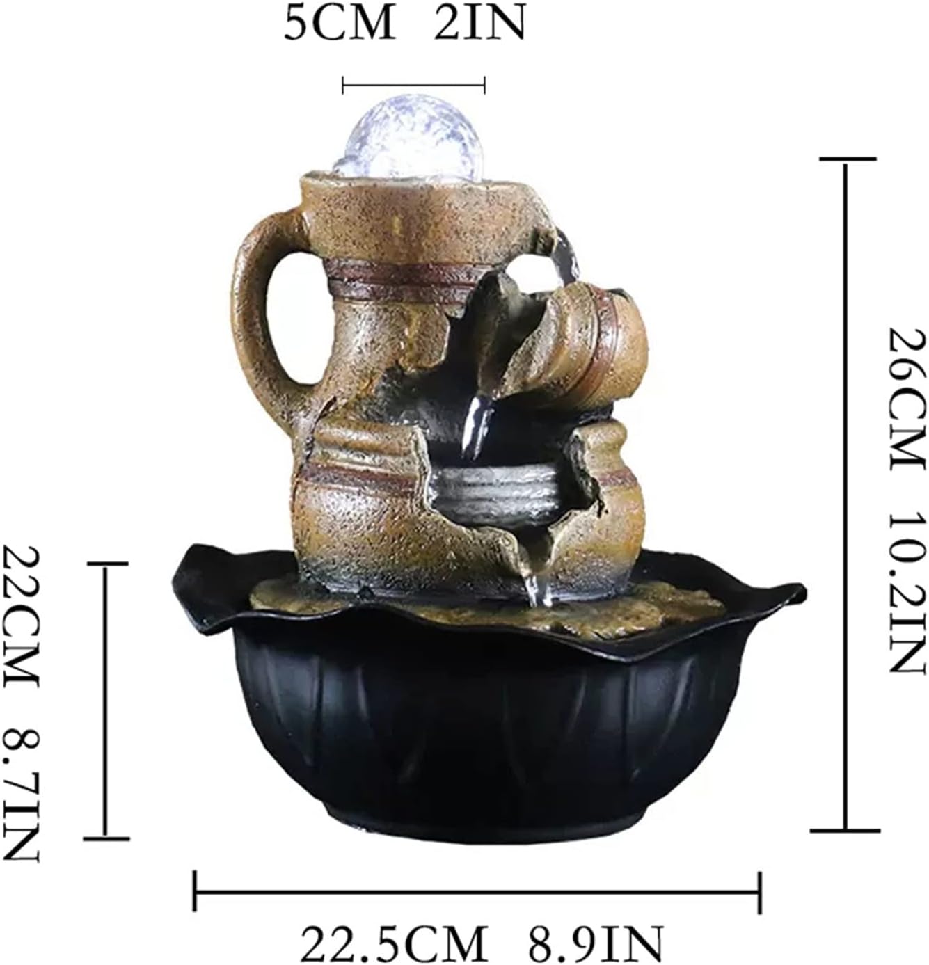 HIHELO Tabletop Fountain Creative Flowing Water Fountain Landscape Lucky Desktop Decoration Home Living Room Decoration Office Decoration Indoor Fountain