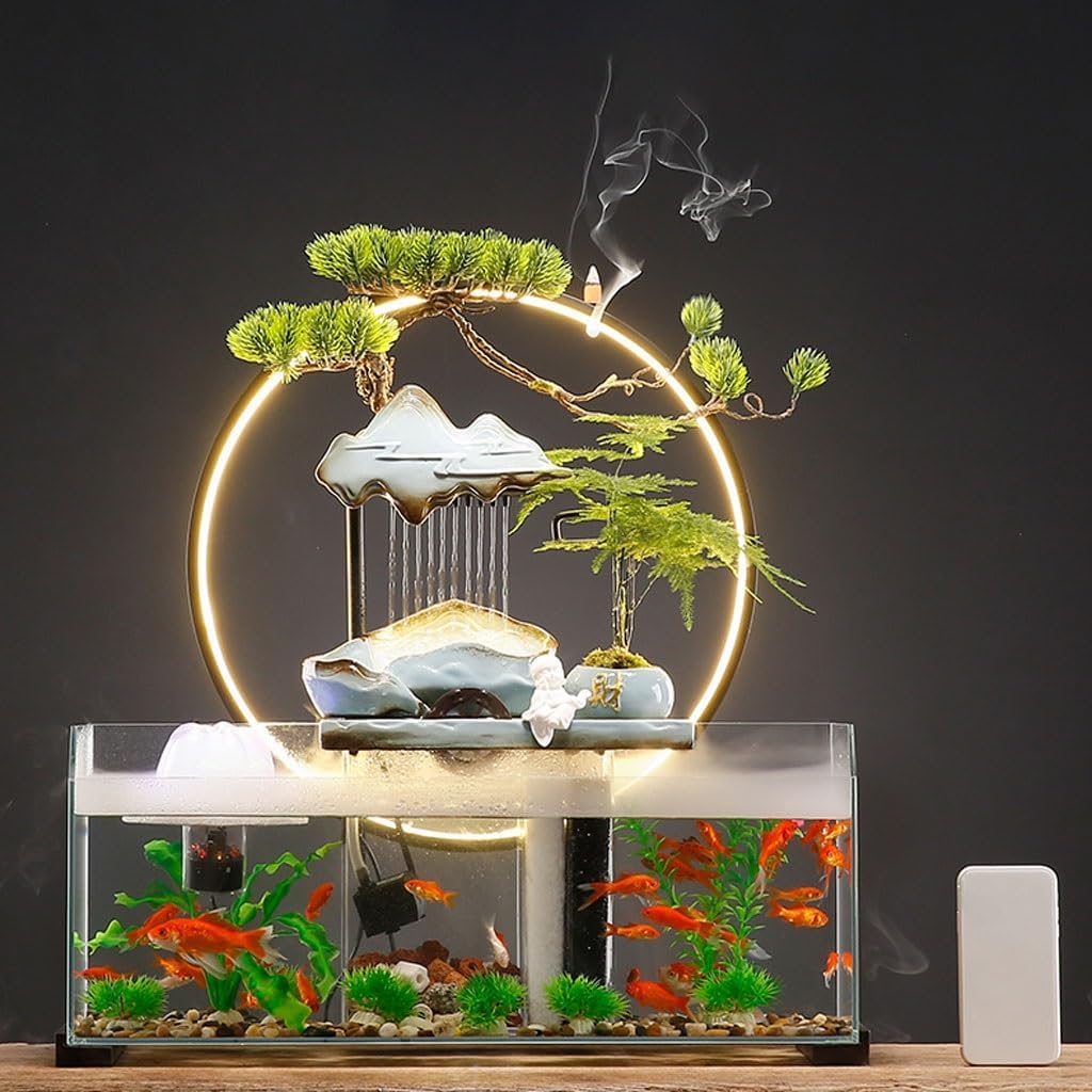 GUERNSEY Tabletop Fountain Tabletop Fountains Creative Water Fish Tank Ornaments Home Living Room Desktop Fountain Ornaments Decorative Circulating Water Fountain Indoor Fountain