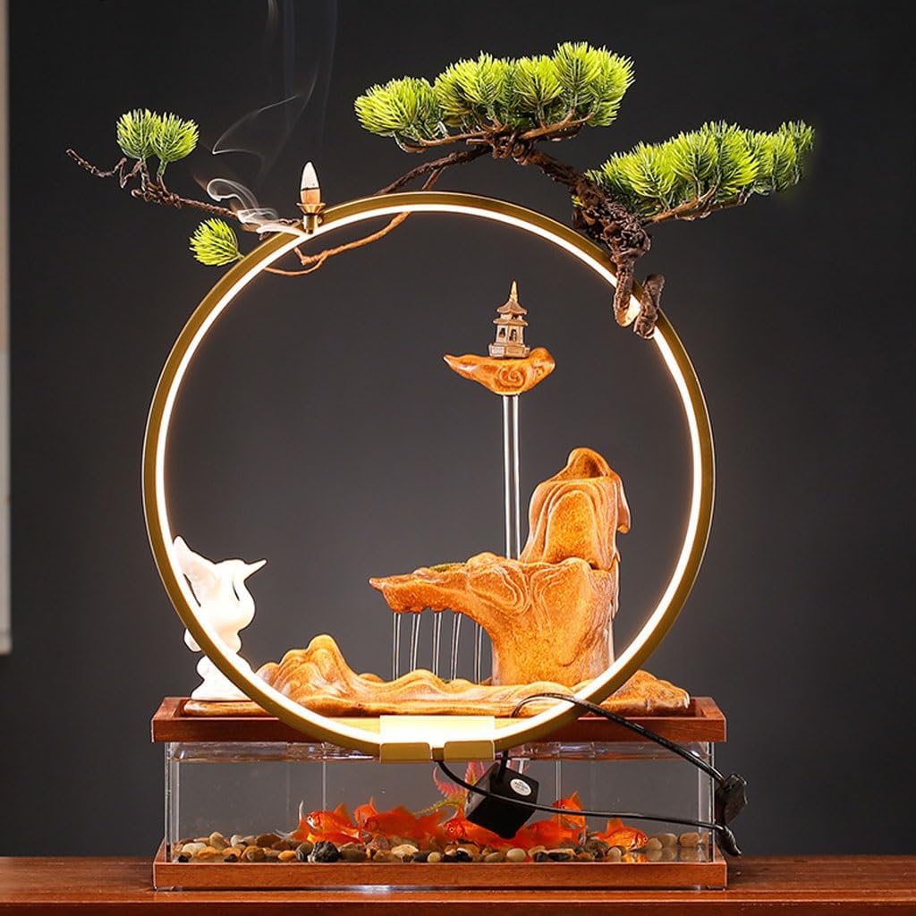 GUERNSEY Tabletop Fountain Tabletop Fountains Creative Fish Tank Water Ornaments Circulating Water Rockery Desktop Fountain Living Room Study Decorative Fountain Indoor Fountain