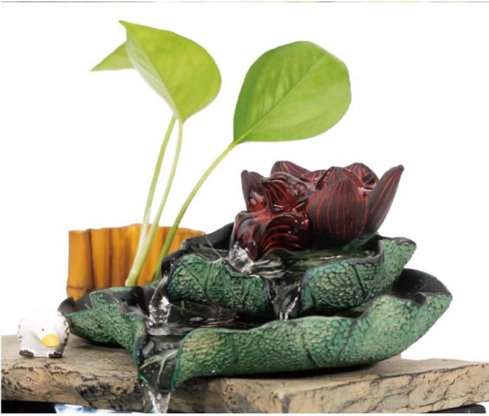 GRFIT Indoor Fountain Desktop Fountain with Waterfall and Mini Landscape Self Cleaning Zen Scape Flow for Indoors Tabletop Fountain