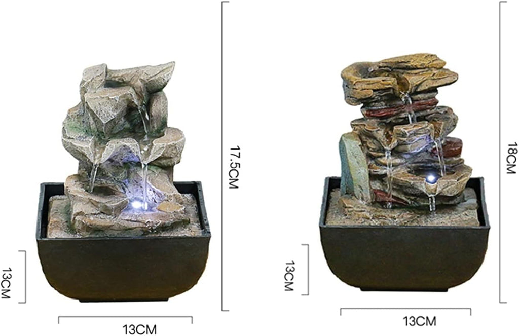 HIHELO Indoor Tabletop Waterfall Fountain Tabletop Fountain with LED Lights - 3-Step Rock Falls Indoor Waterfall Feature - Calming and Relaxing Water Sound Home Decor Meditation Fountain (Color : 1)