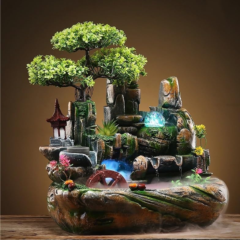 GUERNSEY Tabletop Fountain Tabletop Fountain Desktop Water Atomizing Fountain Bonsai Rockery Water Fountain Desktop Ornaments Indoor Fountain